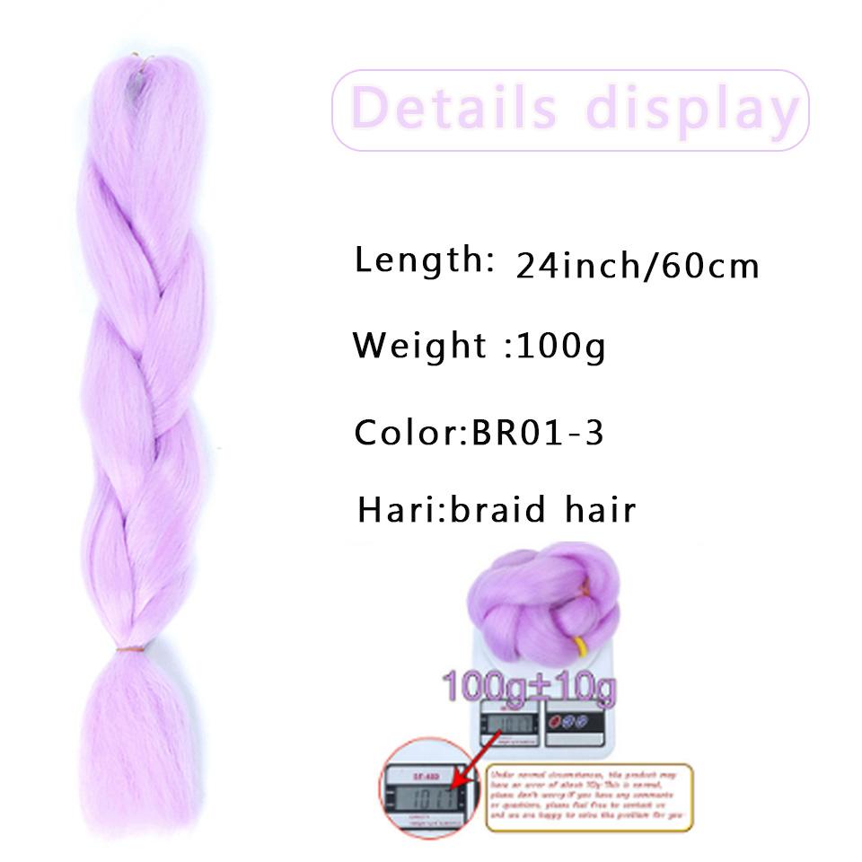 Синтетические плетеные волосы 24 дюйма Jumbo Braid Ombre Jumbo Наращивание волос для женщин DIY Косички для волос Фиолетовый Розовый Желтый Красный