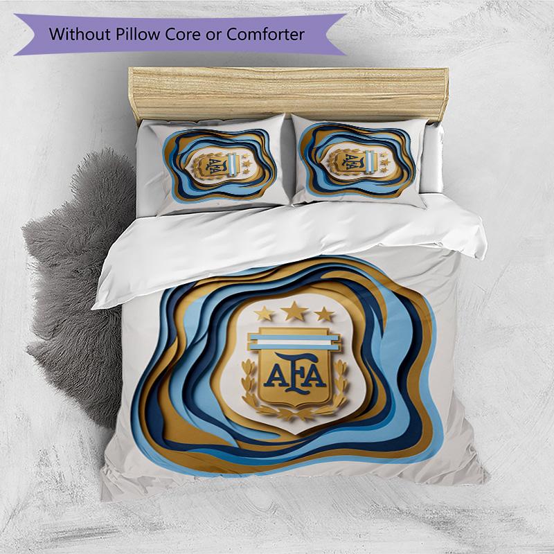 Argentina Football Printed Bedding 3 Piece Set Cozy Breathable Bed Cover Set as Housewarming Holiday Gift