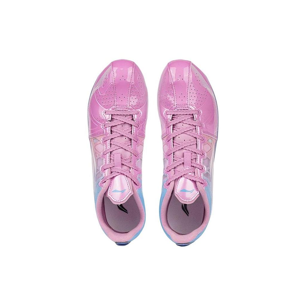 Li-Ning Удобные амортизирующие нескользящие прочные низкие кроссовки для бега унисекс синие розовые AJJS001-2