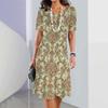 New Luxury Ethnic Print Dresses For Women's Elegant Midi Dresses Summer Female Short Sleeve Dress Fashion Oversized Clothes