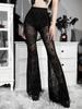 Summer Women's Pants Sexy Perspective Flared Pants Women's Streetwear Retro Lace Pants