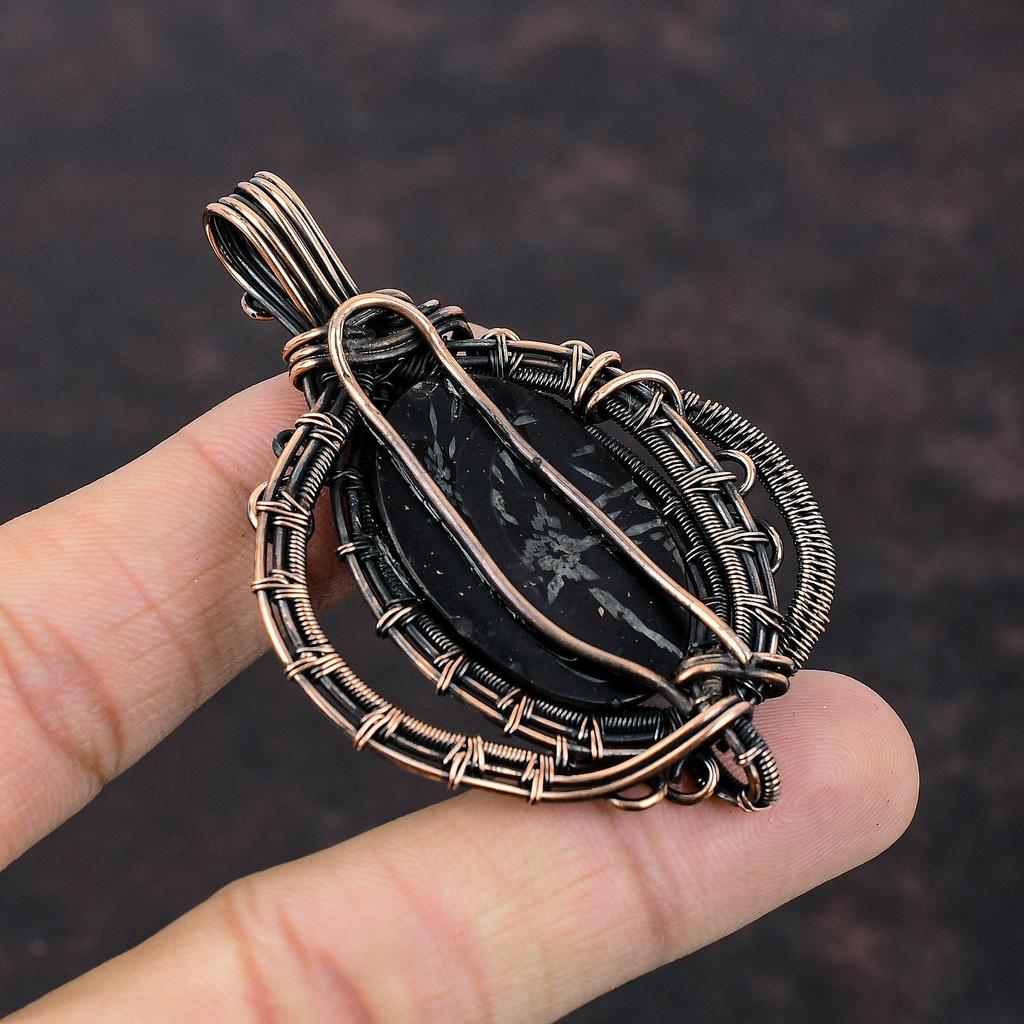 Хризантема Медный кулон Медная проволока Обернутые ювелирные изделия Драгоценный камень Медный кулон Подарок для нее Подвеска из проволочной обмотки Ювелирные изделия ручной работы в стиле бохо