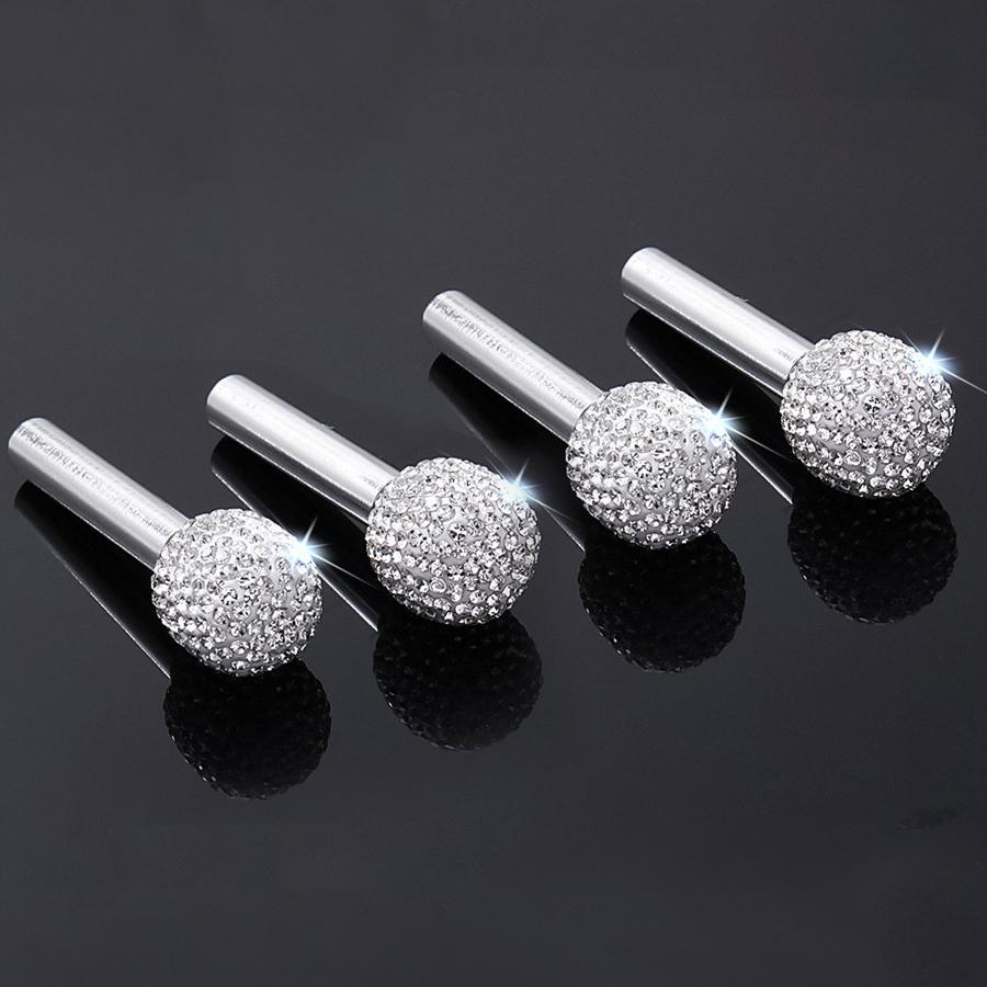 Блестящая ручка двери из алюминиевого сплава, инкрустированная стразами, ручка-кнопка для замка внутренней двери, штифты для автомобиля, грузовика, внедорожника, авто, 4 шт.