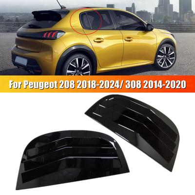 Для Peugeot 208 2018 -2024 Пластик ABS Заднее Окно Четверть Жалюзи Накладка Боковая Вентиляция Накладка Автомобильные Клейкие Аксессуары