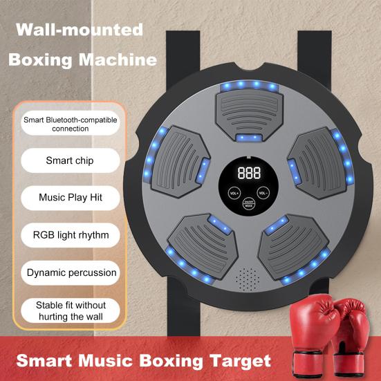 Музыкальный боксерский тренажер Настенный Bluetooth-совместимый электронный смарт-светодиодный боксерский тренировочный мишень для бокса Оборудование для тренировок в домашнем спортзале