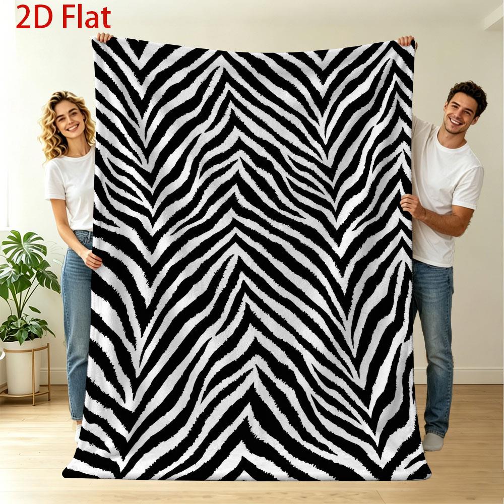 Modern Zebra Pattern Blankets Warm Cozy Sofa Throw Blanket Trendy Gothic Room Decor Bed Nap Bedspread Blanket Aesthetic