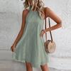 Women's Mini Dress Summer Casual O-Neck Sleeveless A Dress Women's Fashion Holiday Beach Party Loose Dress Tank
