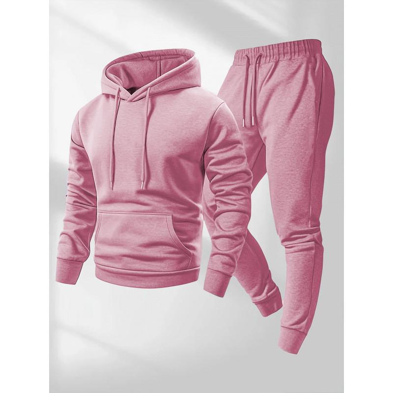 Спортивный костюм-худи и штаны для мужчин, 250 г, модный, однотонный