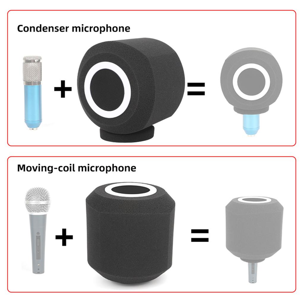 Large Microphone Foam Windscreen Cover Sponge Shield for Handheld Interview Mics Black