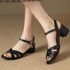 Модные элегантные босоножки, женская летняя обувь 2024 года, средний каблук, белые, черные шлепанцы, повседневная обувь для вечеринок, женская, большого размера 44 50, обувь