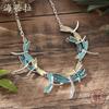 Новое цветное ожерелье с летающей стрекозой, расписанное маслом, летнее маленькое свежее женское простое универсальное ожерелье со стрекозой