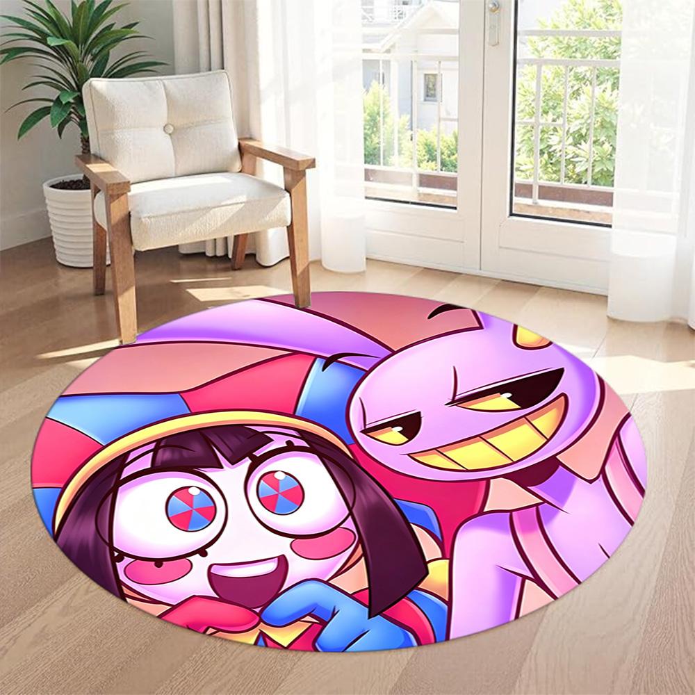 Unicorn Jester Party Round Carpet Suitable for Game Room Kitchen Foyer Balcony Anti-slip Round Rug Anime Office Decor