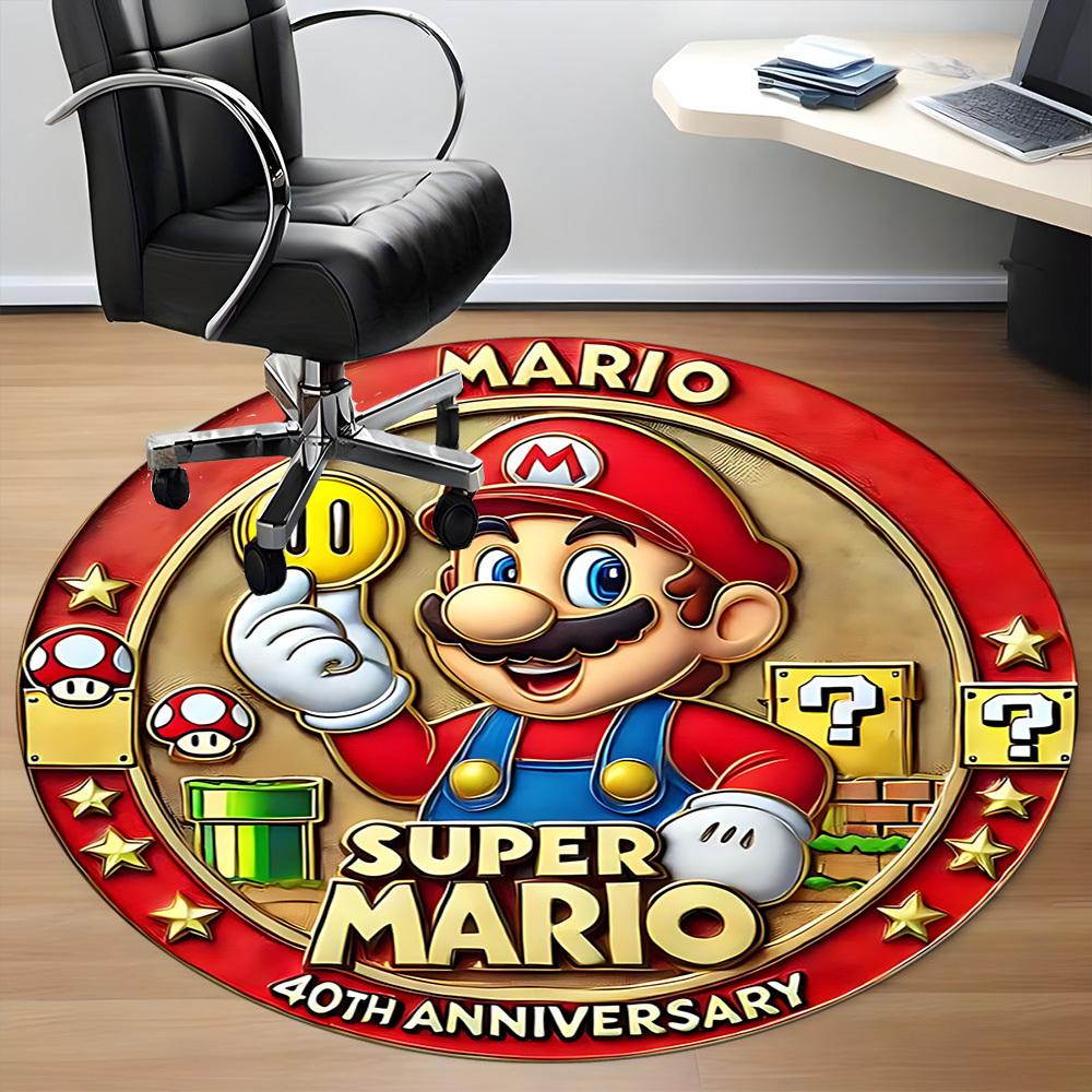 1pc Mario Office Round Area Rug, Under Office Chairs Bedroom Living Room Home Decor, Room Decoa1016194