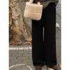 Autumn and Winter Slim Fit Knitted Wide Leg Pants Women Elegant Solid Floor Straight Casual Trousers Women Elegant Vintage Fashion Ladies Pants 25691