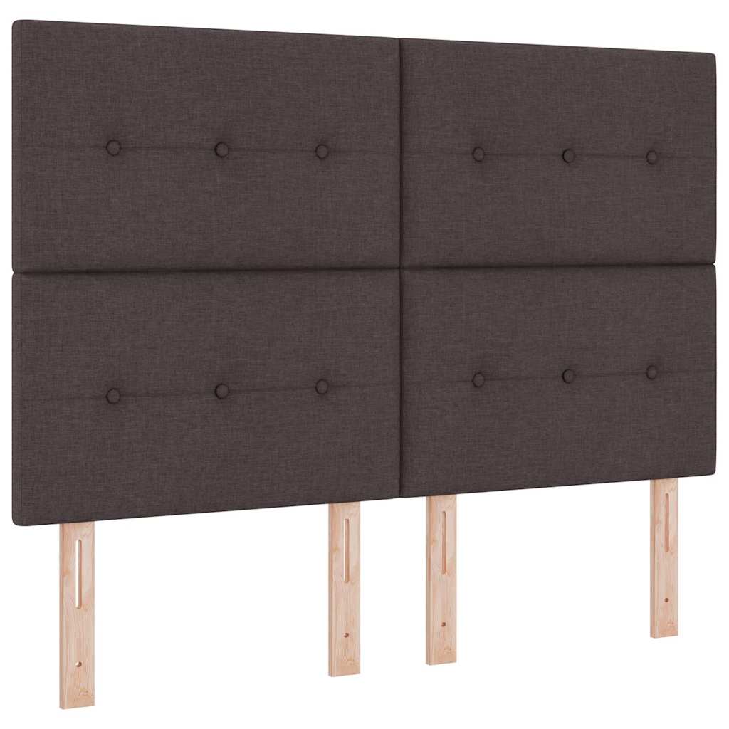 Box Spring Bed with Headboard Dark Brown 190 x 140 cm Fabric