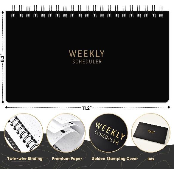 Weekly Planner 2026 - Spiral Bound, 11.2'' x 6.3'', Undated Daily Productive Weekly Planner, 55 Weeks