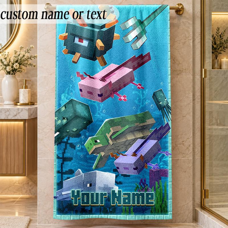 Beach TowelMinecraft Custom Name Text Personalized Soft Towel for Beach Pool Indoor Home Decor Gift