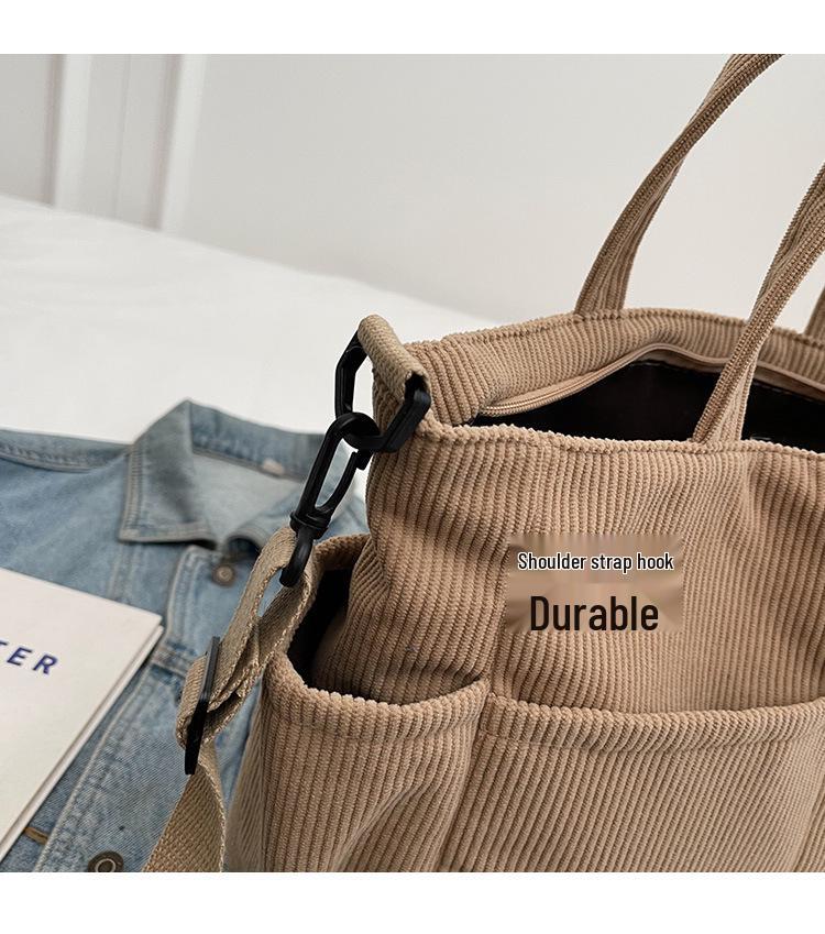 Женская вельветовая сумка-тоут большой вместимости - Универсальная сумка через плечо, на плечо, ручная сумка для поездок на работу и повседневного использования