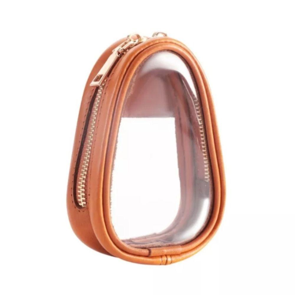 Transparent Design Jewelry Organizer Bag Leather Material Waterproof Jewelry Bag  Hand String