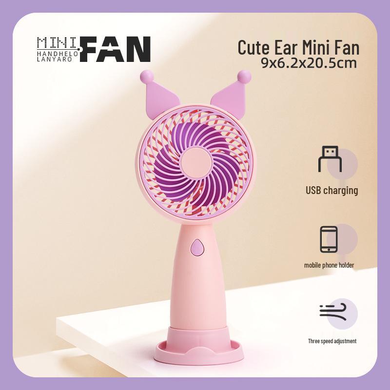Portable Mini USB Rechargeable Handheld Fan with Desktop Stand - Student Gift