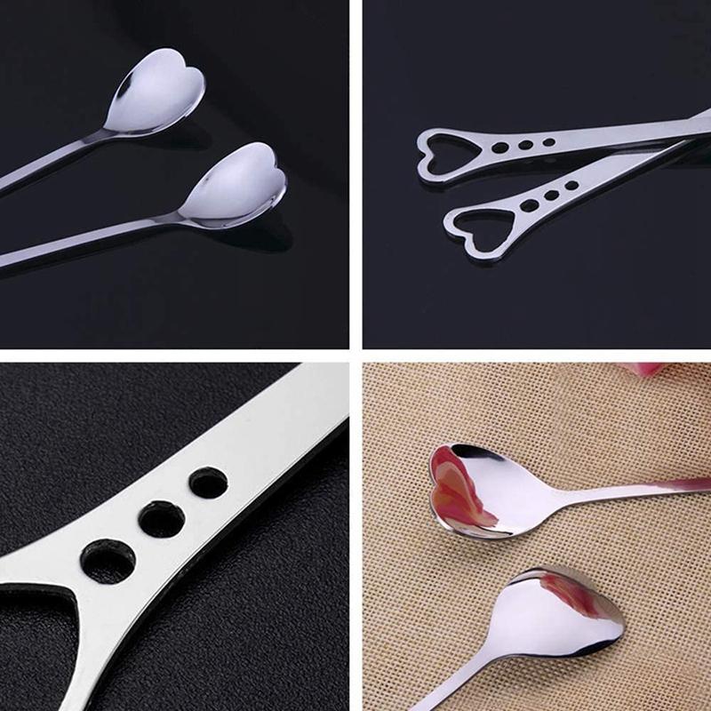 6 Pcs Stainless Steel Heart Shape Coffee Spoon Kitchen Accessories Dessert Sugar Stirring Spoons Teaspoon Dinnerware