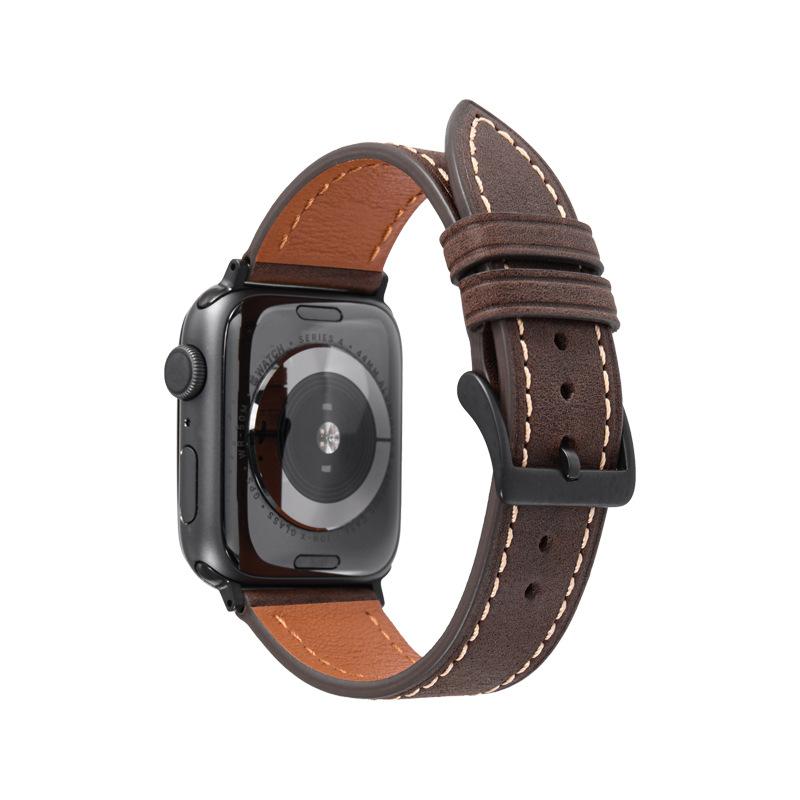 Подходит для ремешка часов Iwatch 1, 2, 3, 4, 5, 6, 7 Поколения, Ремешок для часов из телячьей кожи первого слоя, Высококачественная пряжка-булавка