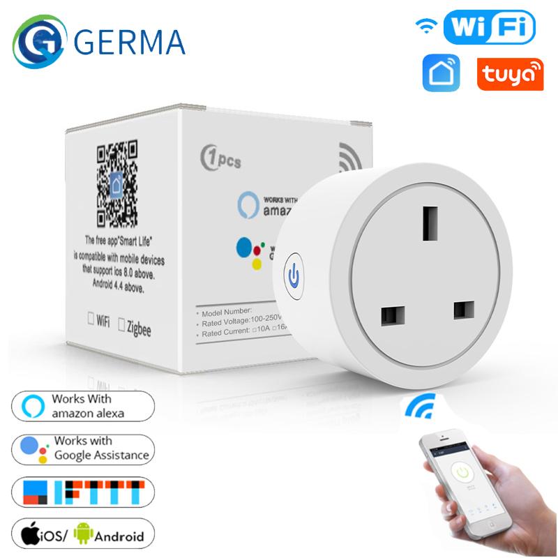Germa UK 10a Plug Wi-Fi Розетка синхронизации Умный дом Розетка Монитор мощности Приложение Tuya Smart Life работает с Aleax Google Home