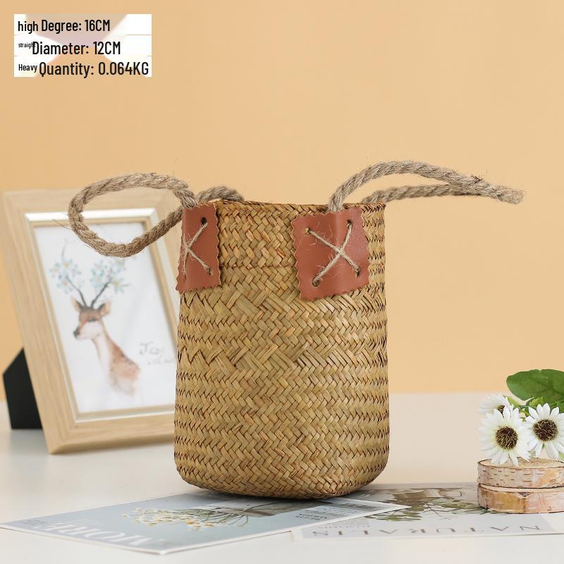 Handheld Flower Basket for Fresh & Dried Flowers, Woven with Willow, Rattan & Straw - Perfect for Flower Arrangement or Picnic