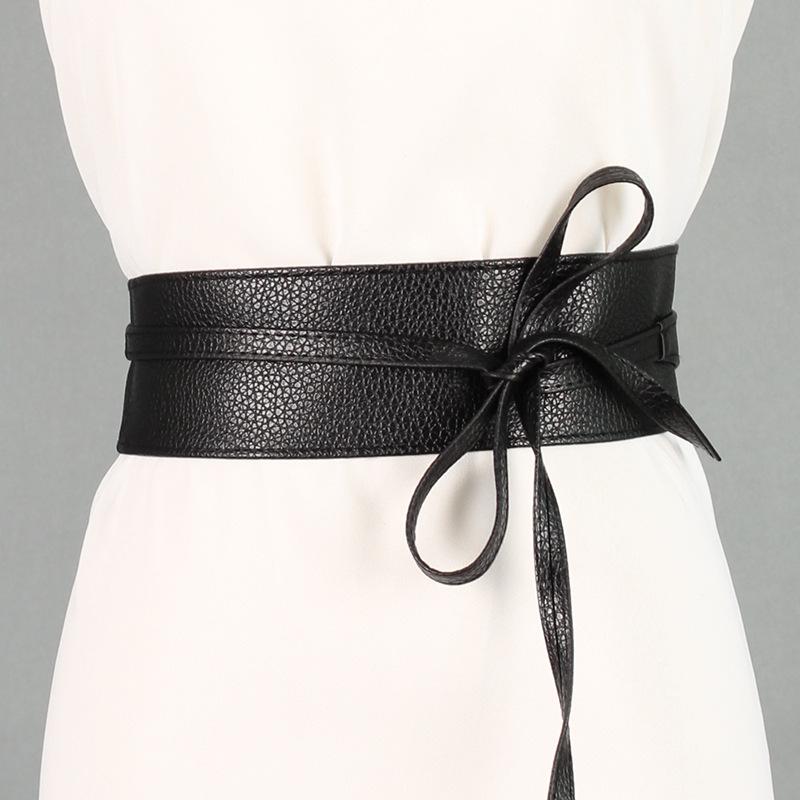 Ying Fina Women's High-Quality Korean PU Leather Paint Knotted Waist Belt
