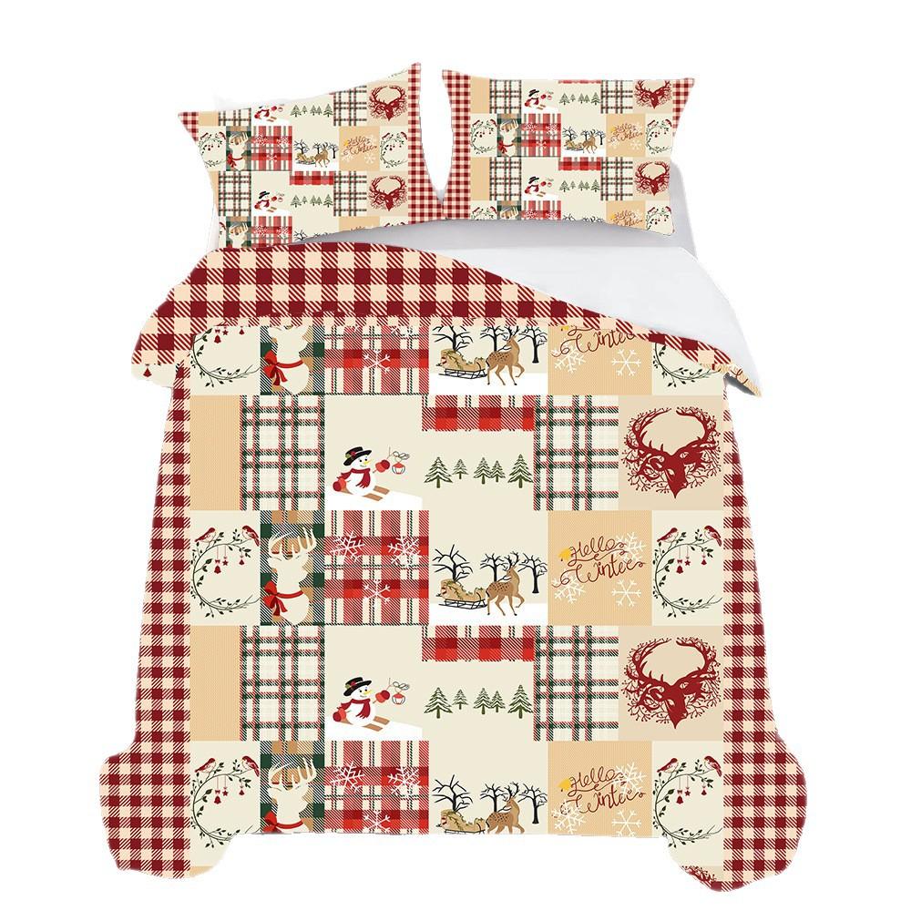 Трехкомпонентный пододеяльник Рождественская серия 3D цифровая печать Постельное белье