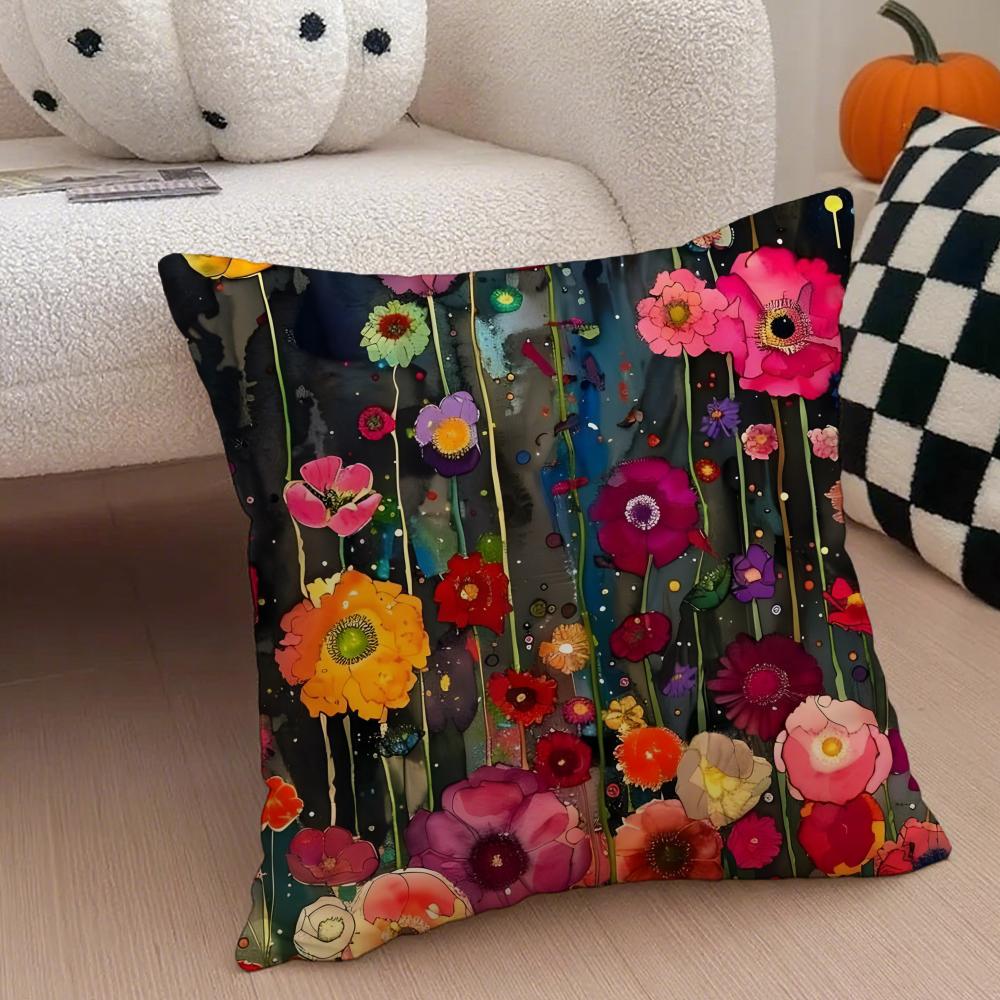 K-Klimt Art Masterpiece Cushion Cover Throw Pillow Cover Hidden Button Durable Polyester Chair Cushion