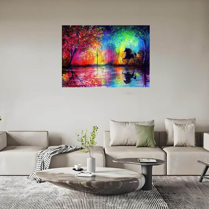 Холст Лошадь Настенное Искусство Живопись Животных с Технологией Распыления Для Декора Гостиницы и Кафе