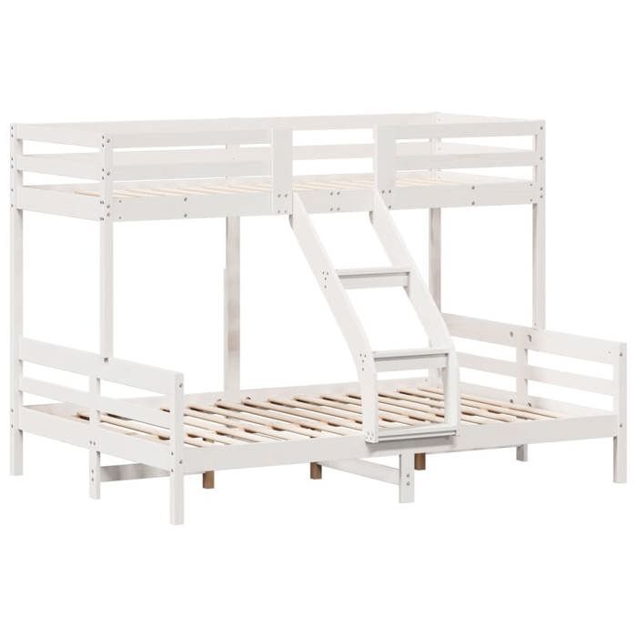 VidaXL Lit superposé 80x200/140x200 cm blanc bois de pin massif, lit, cadre de lit, lit loft, meubles de chambre à coucher, 3207166