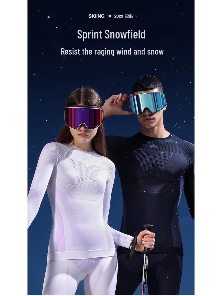 Men's Magnetic Double-Layer Anti-Fog Windproof Ski and Snow Goggles TYJ08