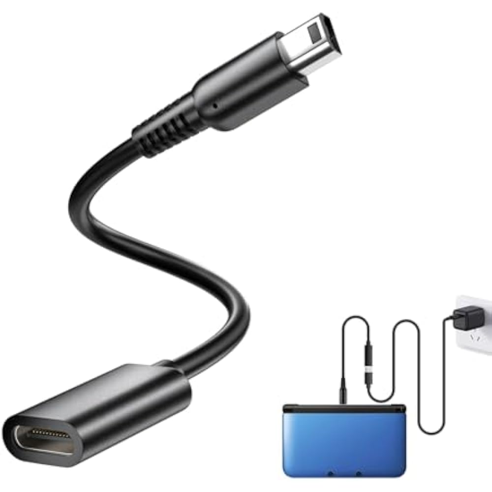 Зарядный кабель для 3DS, Конвертер Type-C, Совместим с сериями 3DS, 2DS, DSi, A на C/C на C, Может...