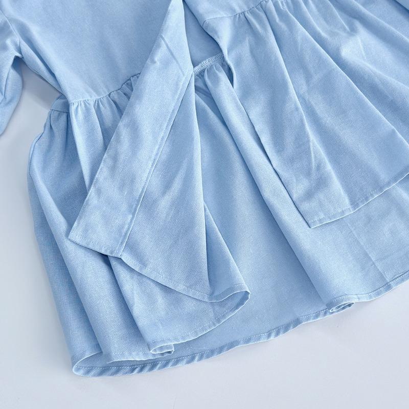 Комплект из хлопка, однотонный, с V-образным вырезом, короткими рукавами, топом и широкими брюками, повседневный женский комплект из 2 предметов, простой повседневный комплект из длинных брюк, весна-лето 2025 г.