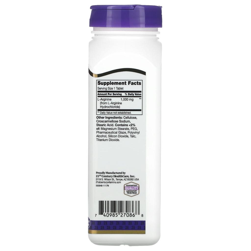 21st Century L-аргинин, 1000 мг, 100 таблеток