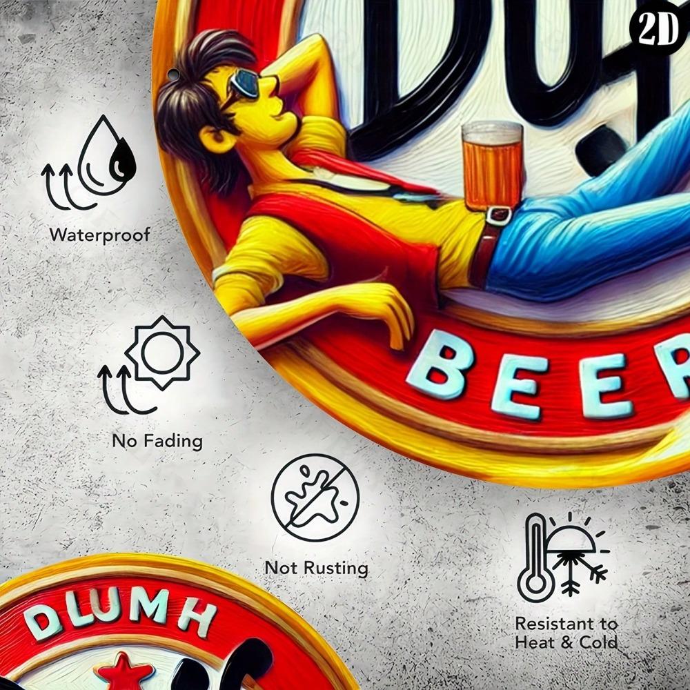 Металлическая табличка Duff Beer Винтажная Круглая 8x8 Дюймов Декор для Кухни Сада Офиса Настенный Прочный Художественный Подарок Хэллоуин Дом Ванная Комната Спальня Гостиная