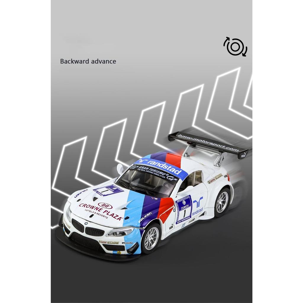 1/32 BMW Z4 GT3 Суперкар Модель легкосплавного спортивного автомобиля Литой звук Супер гоночный подъемный хвост Горячая машина Колесо для детей Подарки