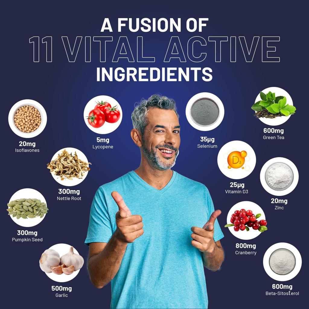 Advanced Prostwell Plus 60 Vegan Capsules Added Beta Sitosterol, Pumpkin Seed, Nettle Root, Lycopene and 7 Other Ingredients