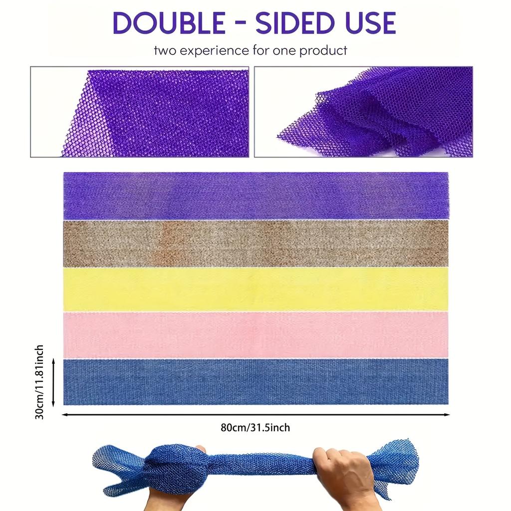 3 шт., Африканская сетка Длинная мочалка для душа, Отшелушивание тела, Скрабирование тела, Скрабирование спины, Гладкий светло-бежевый цвет, Растягивается до 66 дюймов