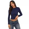 Women's Tight Round Neck Sexy Hottie Nude Single Wear Long Sleeve Top