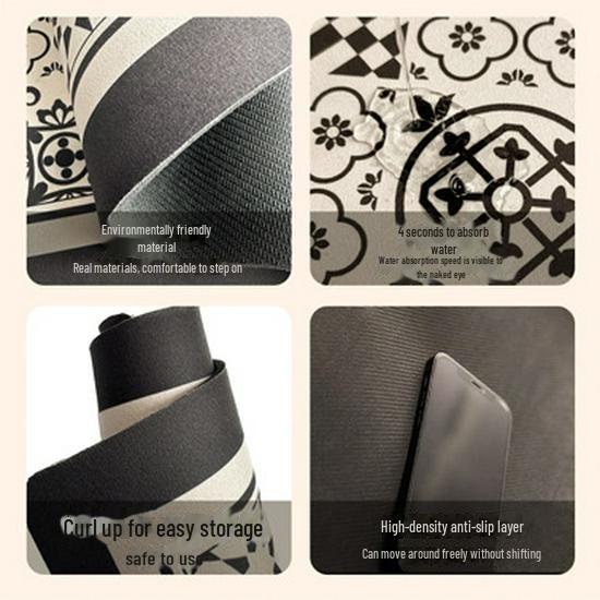 Быстросохнущие впитывающие коврики для ванной комнаты - нескользящие, с мягким цветочным рисунком для унитаза, раковины и дверного проема 