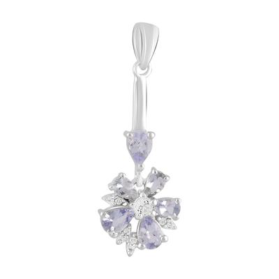 Серебряная подвеска с танзанитом 1.905ct, топазом белым (2115113)