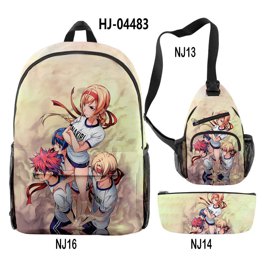 Классический Новинка Food Wars Shokugeki No Soma 3D Печать 3 шт./Набор ученик Школьные Сумки Дорожный Рюкзак для Ноутбука Сумка на Грудь Пенал
