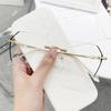 Rimless Myopia Glasses Women Vintage Blue Light Computer Eyeglasses Men Fashion Polygon Metal Frame Shortsighted Eyewear 0~ -5.0