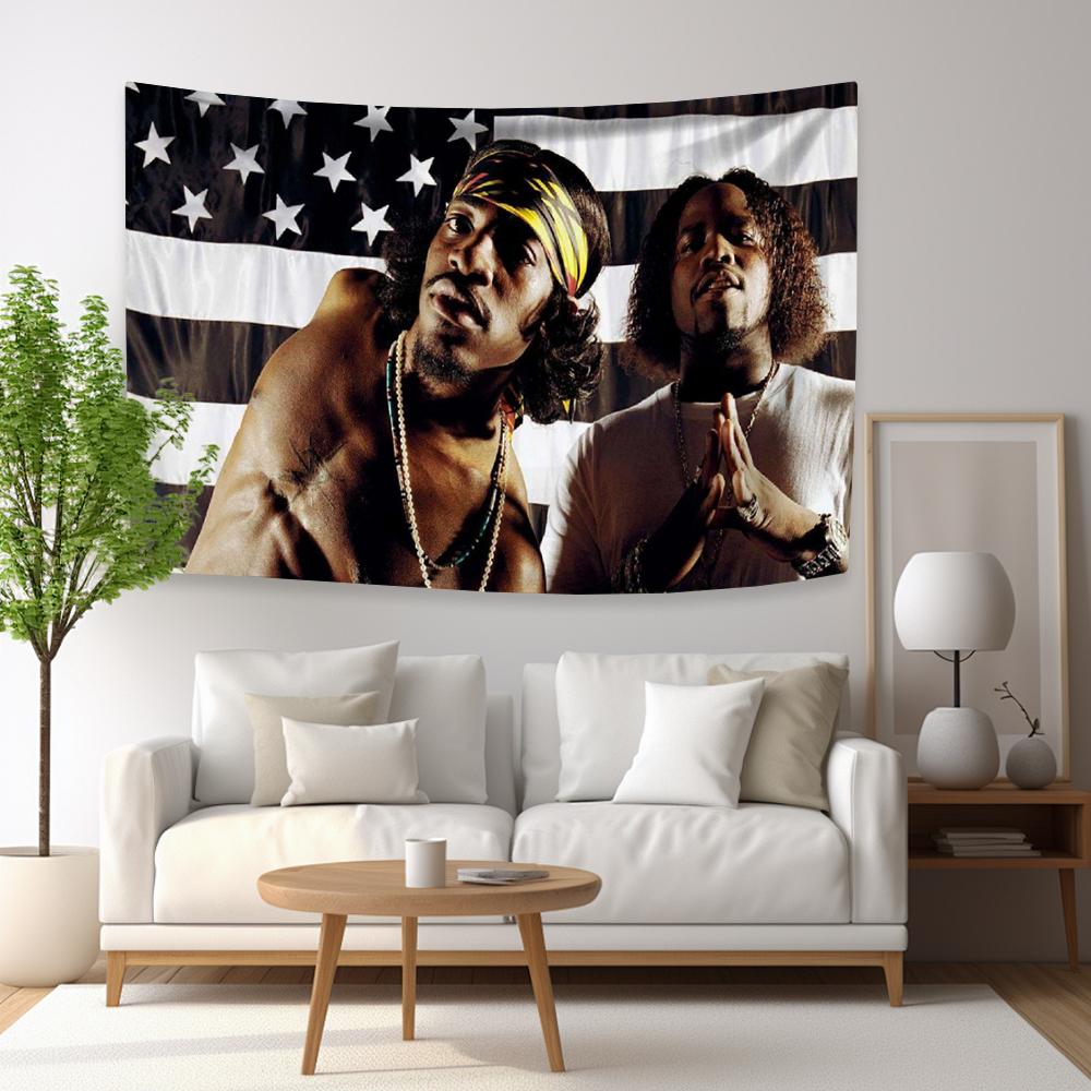 Rap Singer Tapestry OutKasts Album Cover Printed Flag Wall Hanging Background For Bedroom Indoor Outdoor Decor Concert Banner