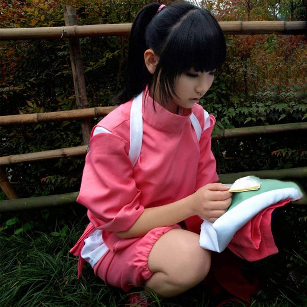 RICHAIR Anime Cosplay Chihiro Ogino Spirited School Unisex Size Costume, 4-Piece Set, Away, Halloween, Christmas, Festival, (XL)