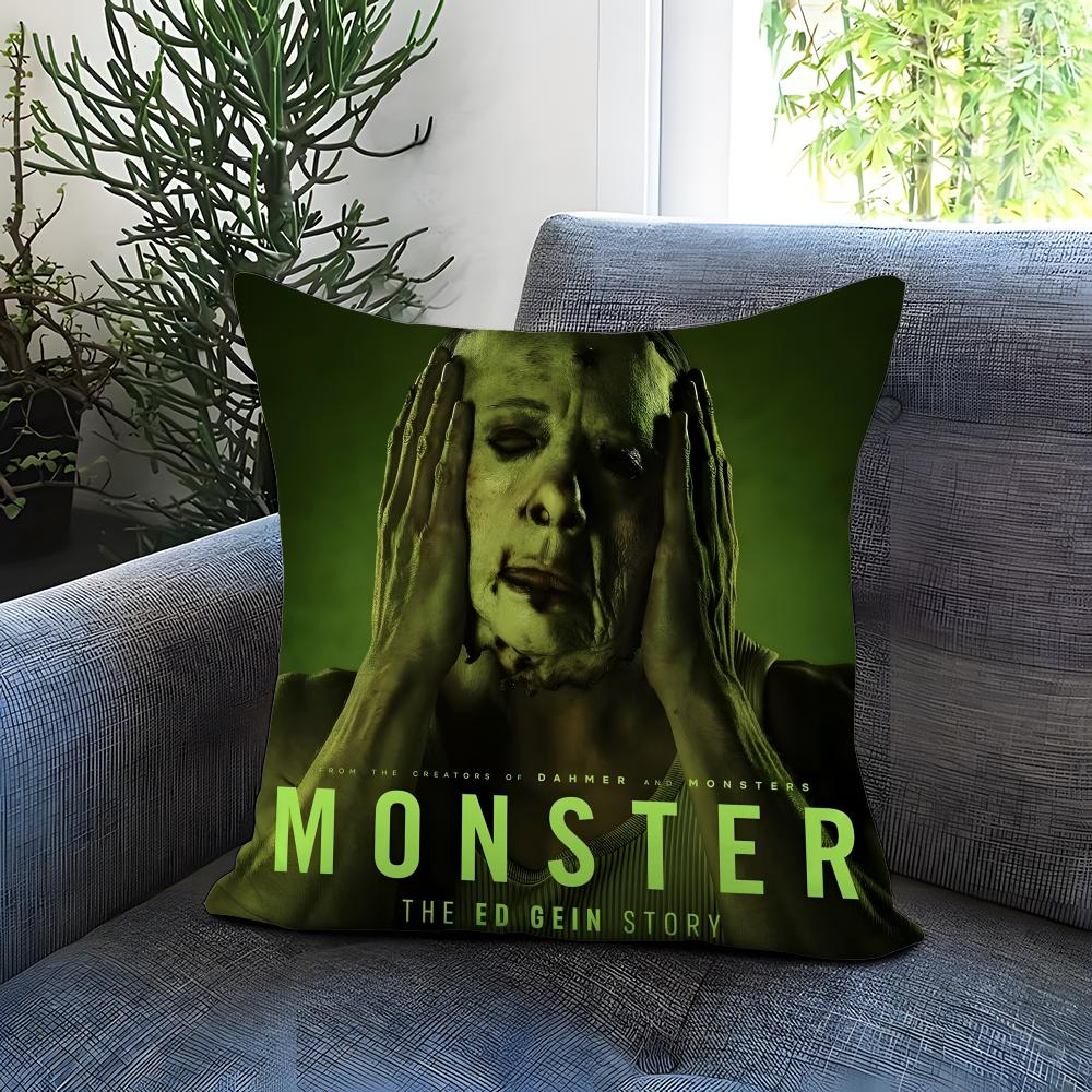Hot Mmonster The Ed Gein Storyied Cushion Cover Comfortable Reversible Pillow Cover Ideal for Car Sofa Bedroom Beyond