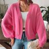 Women's Autumn and Winter Cardigan Lantern Sleeve Simple Casual Sweater